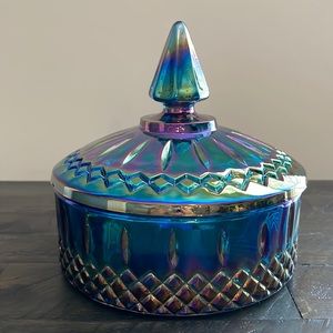 Vintage Indiana Glass Iridescent Carnival Glass Princess Candy Box